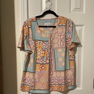 Denim&Co Multicolor Patchwork Blouse